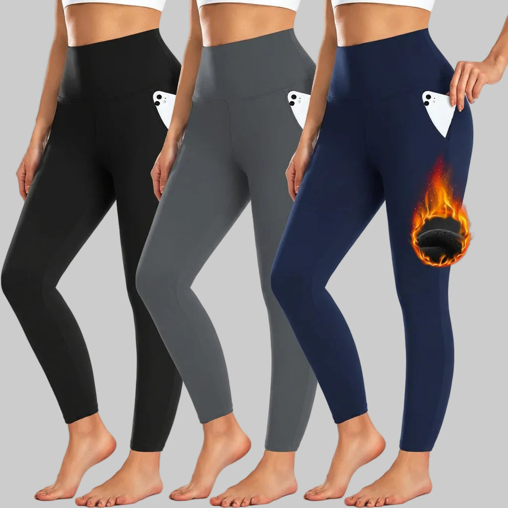 Leggings invernali a vita alta con tasche per l'uso quotidiano