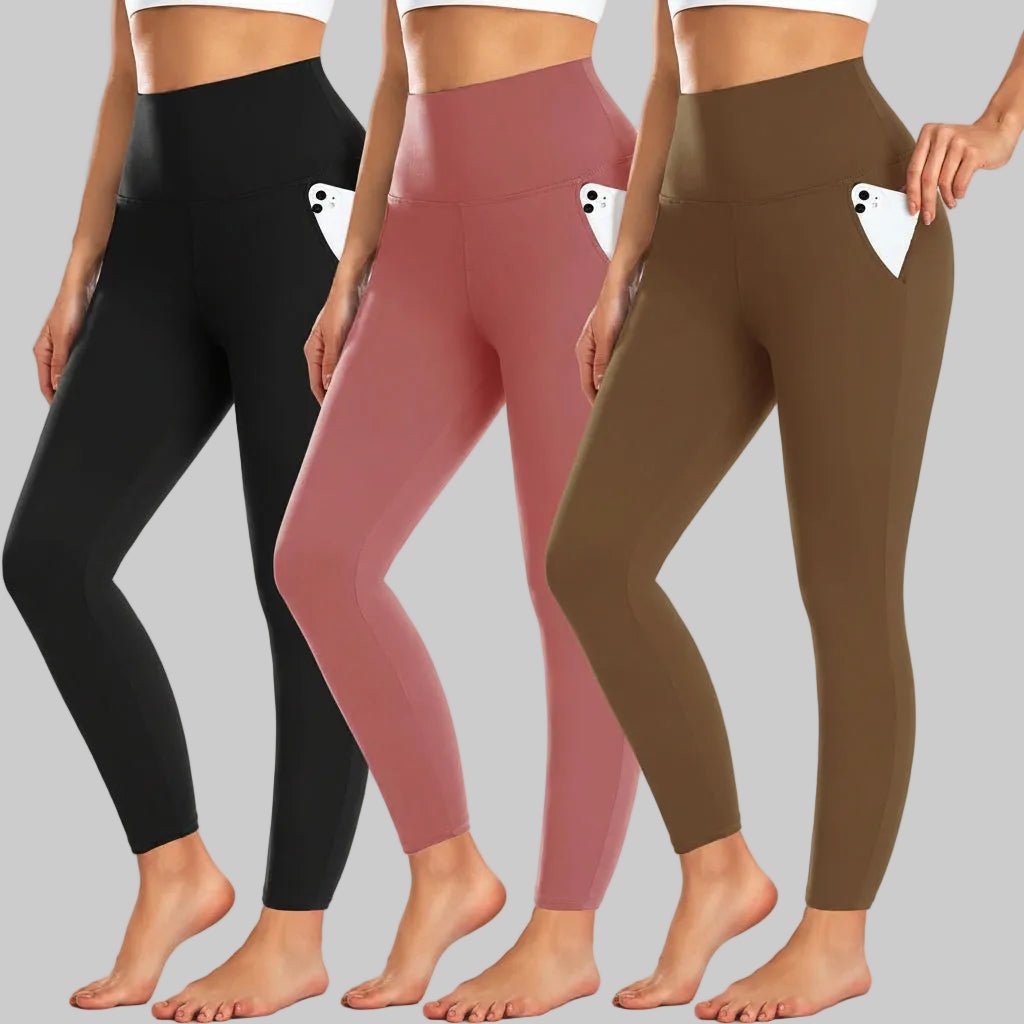 Leggings invernali a vita alta con tasche per l'uso quotidiano