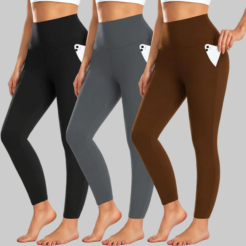 Leggings invernali a vita alta con tasche per l'uso quotidiano