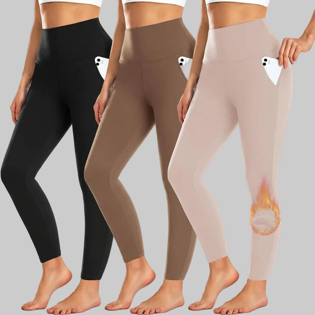 Leggings invernali a vita alta con tasche per l'uso quotidiano