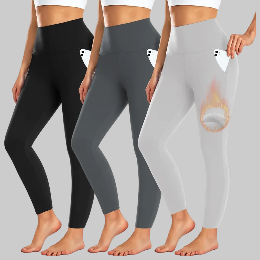 Leggings invernali a vita alta con tasche per l'uso quotidiano