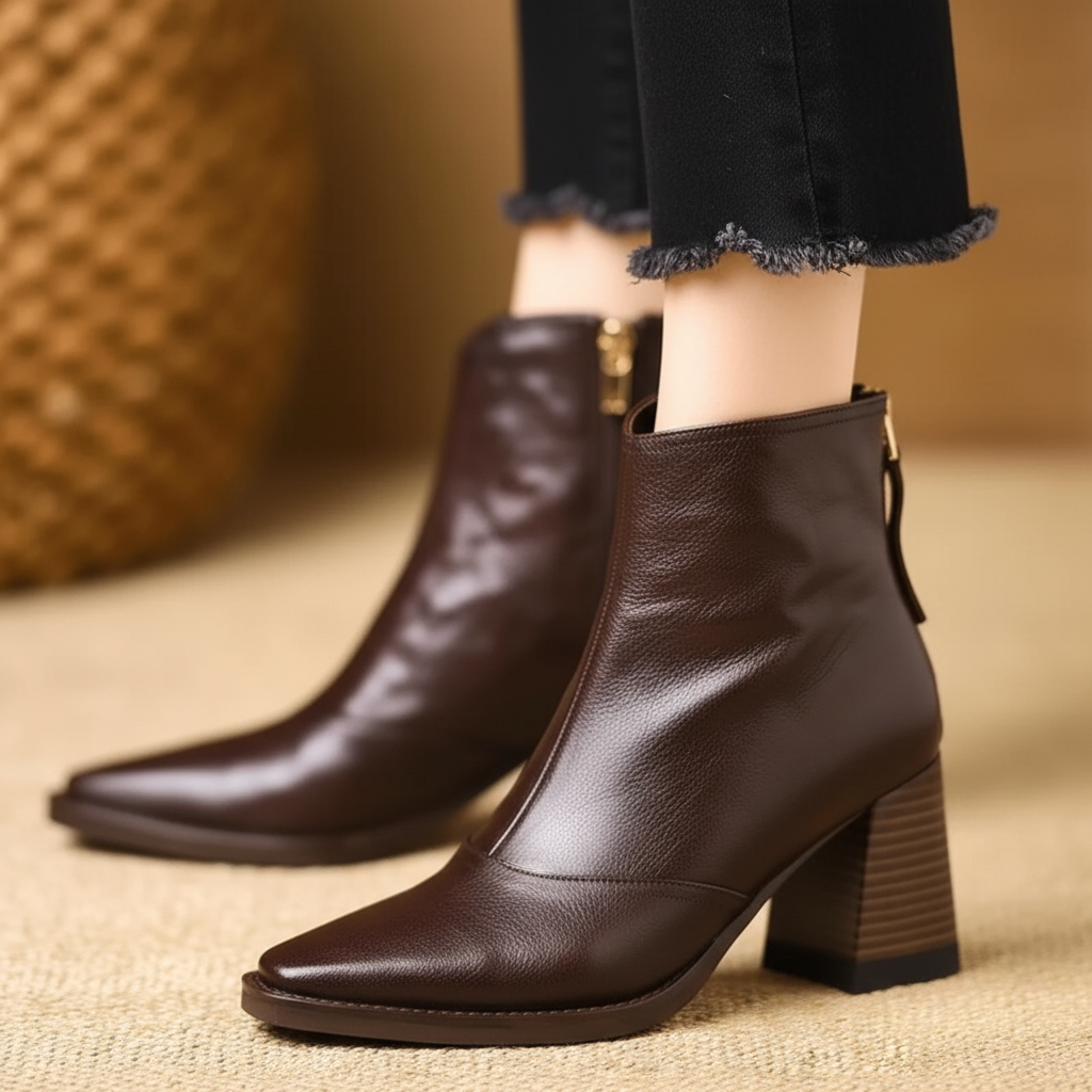 Women's Ankle Boots With Mid Heel And Zipper For Everyday Style