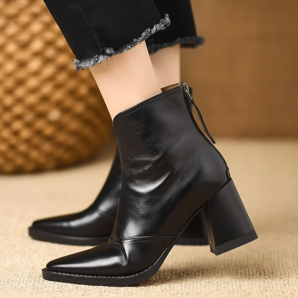 Women's Ankle Boots With Mid Heel And Zipper For Everyday Style