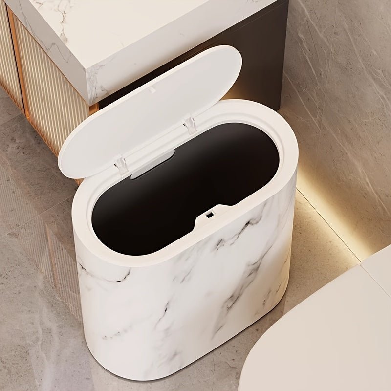 LumaBin Marble Look Contemporary Oval Waste Bin Decorative