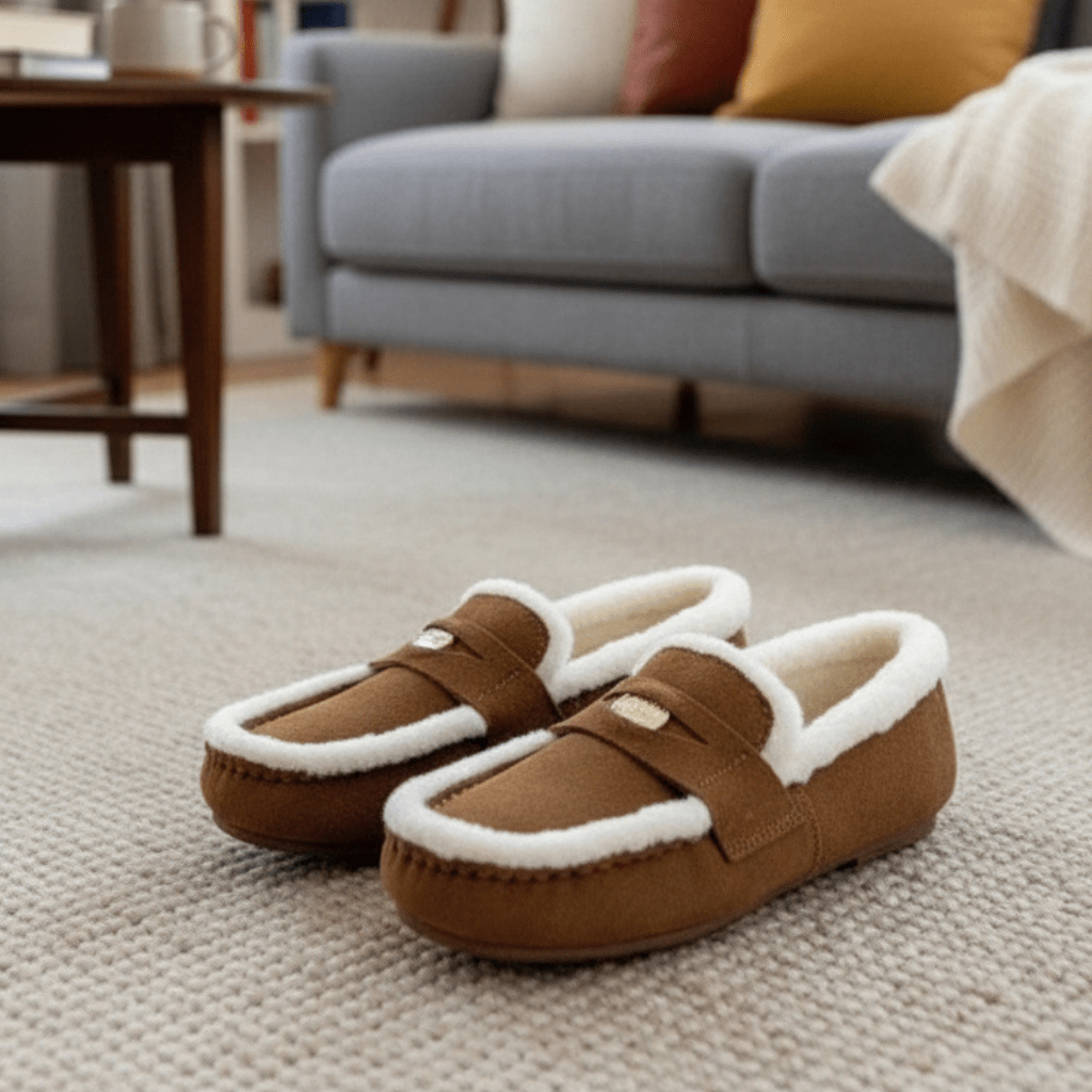 CozyStep Classic naisten mokkanahkaiset loafersit pyöreällä kärjellä ja villavuorella