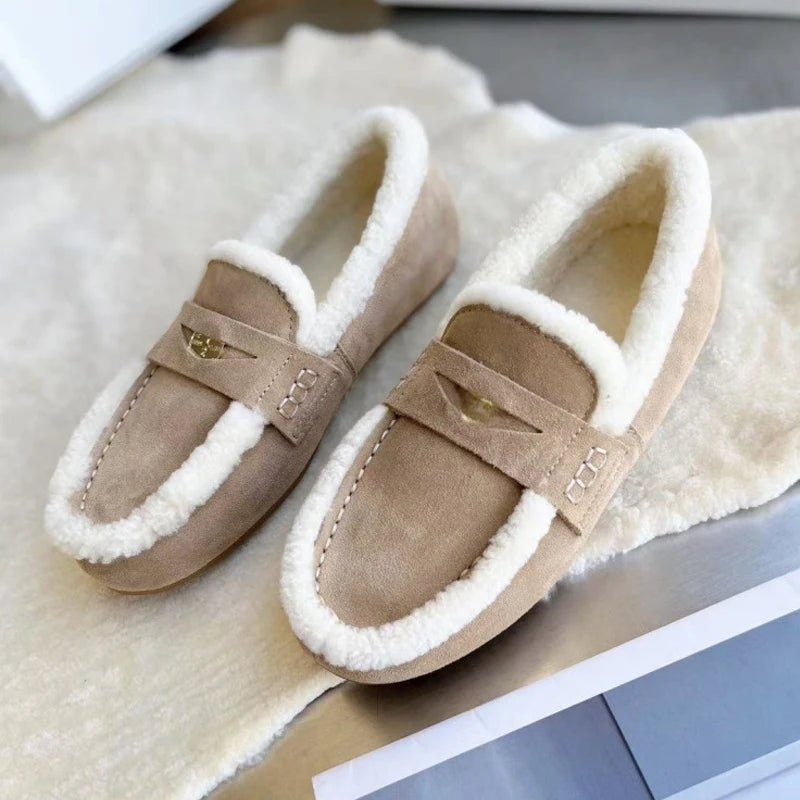CozyStep Classic Dámské Semišové Mokasíny s Kulatou Špičkou a Vlněnou Podšívkou