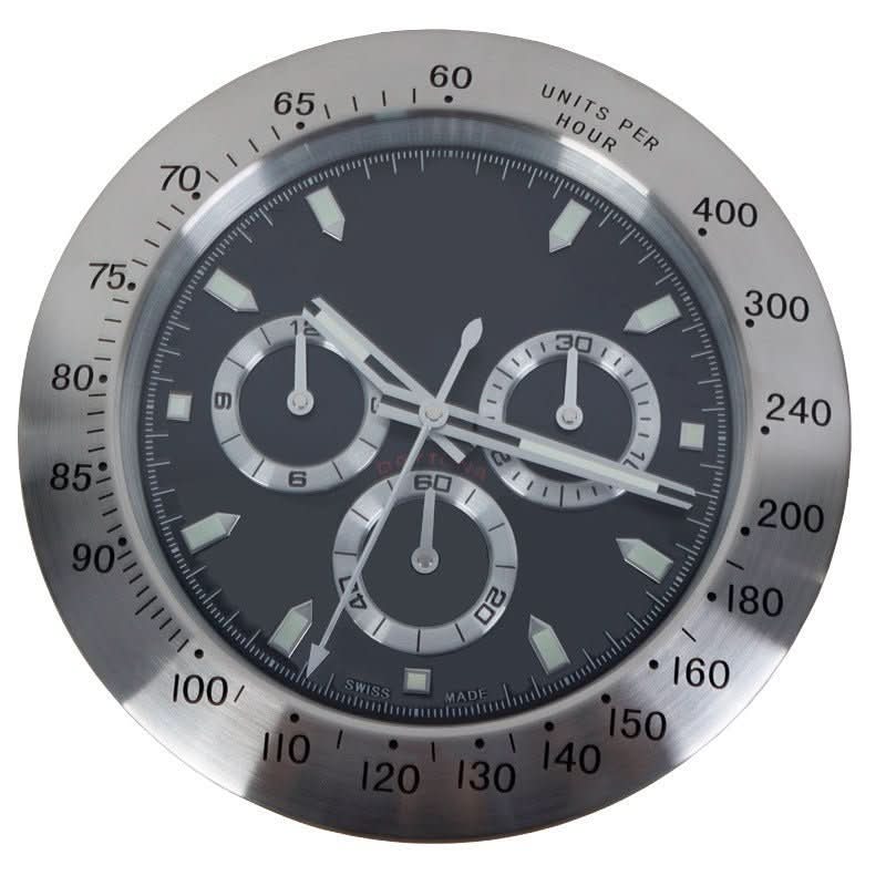 Zegar ścienny LumaCore ze stali nierdzewnej z podświetlanymi wskazówkami i cichym mechanizmem kwarcowym