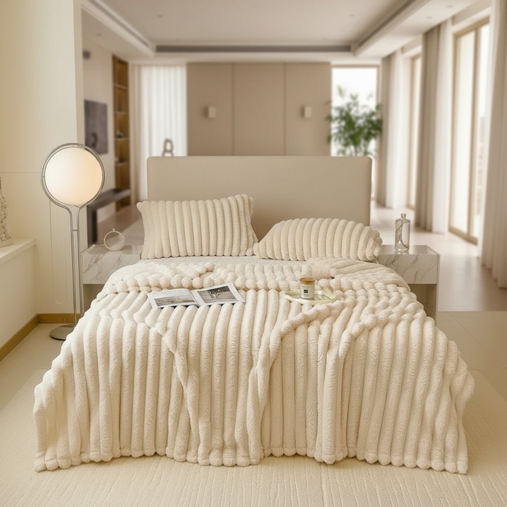 LunaCozy Faux Rabbit Fur Cuddle Blanket For Sofa And Bed