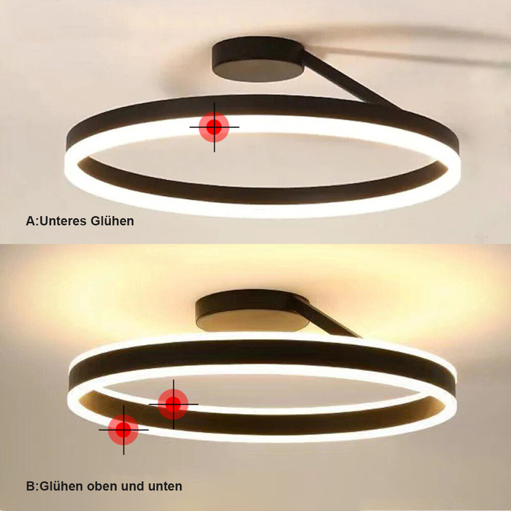 Plafonnier LED dimmable en anneau Métal et acrylique 50 cm Noir Blanc