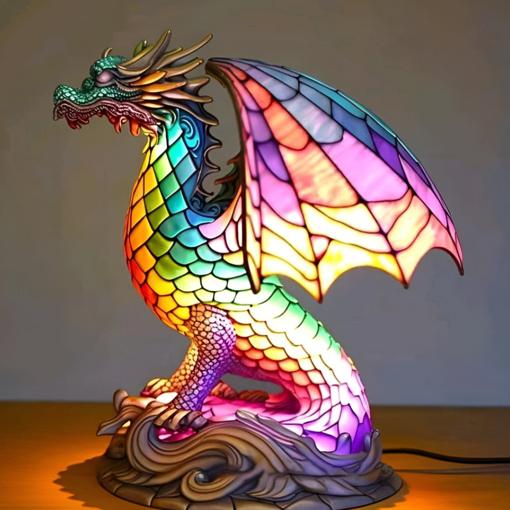 Stained Glass Lamp Animal Table Sculpture For Home Decor