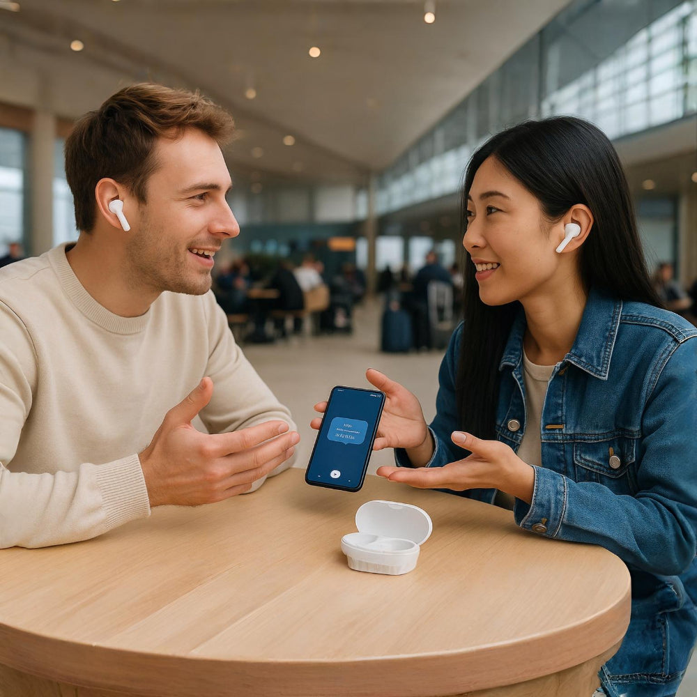 Sluchátka s překladačem a Bluetooth pro překlad v reálném čase