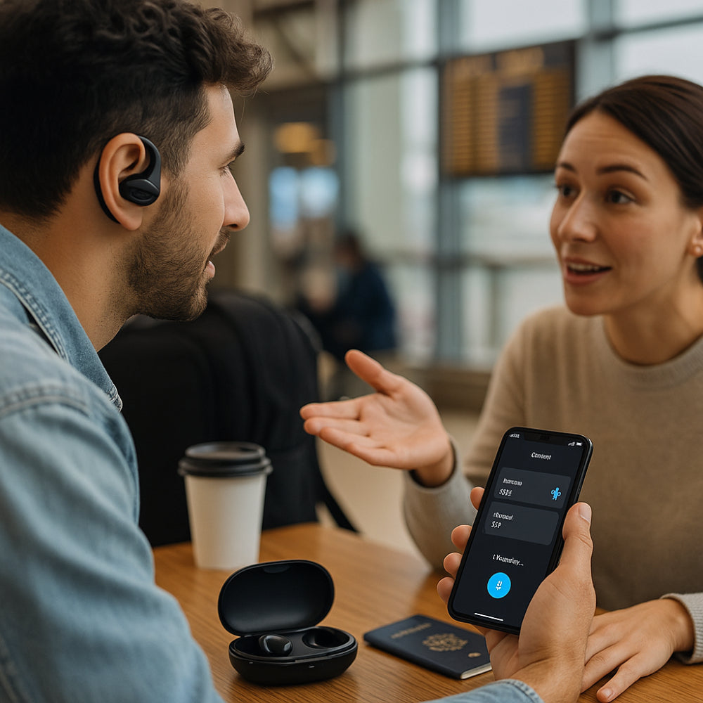 Sluchátka s překladačem a Bluetooth pro překlad v reálném čase