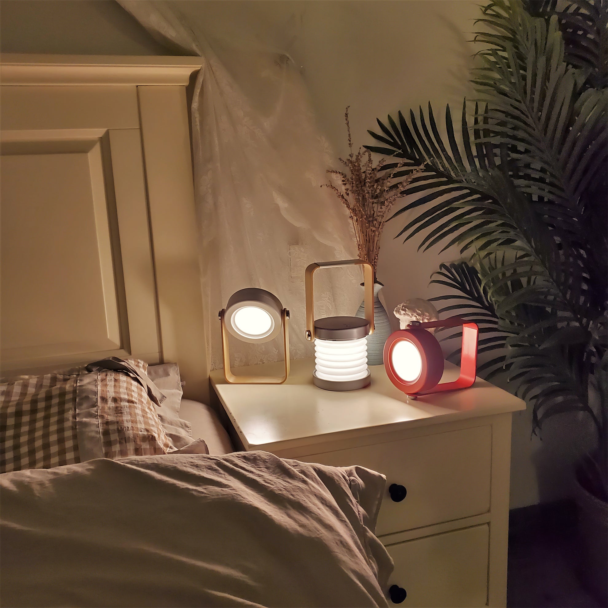 GlowHaven Honeycomb bærbar bordlampe med koselig glød