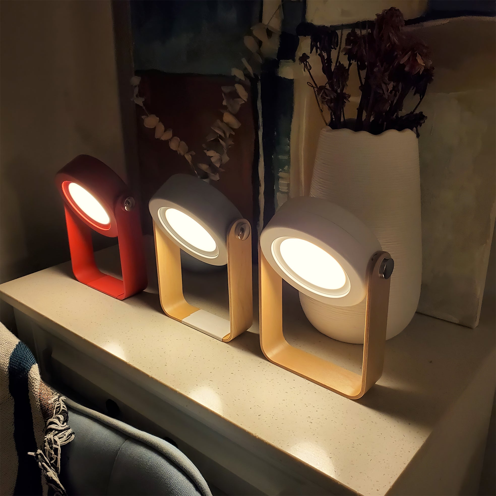 GlowHaven Honeycomb bærbar bordlampe med koselig glød