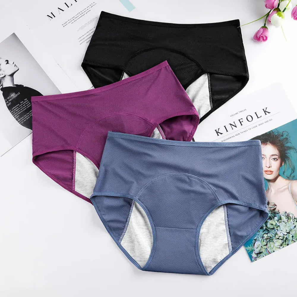 Women's Period Briefs With Structured Leak Protection Design