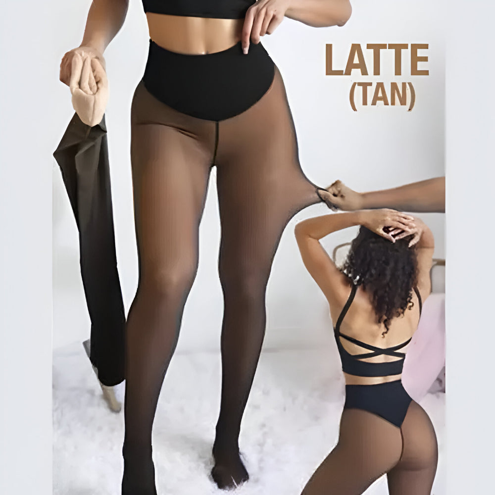 Leggings térmicas forradas para inverno com aspeto transparente para uso no inverno