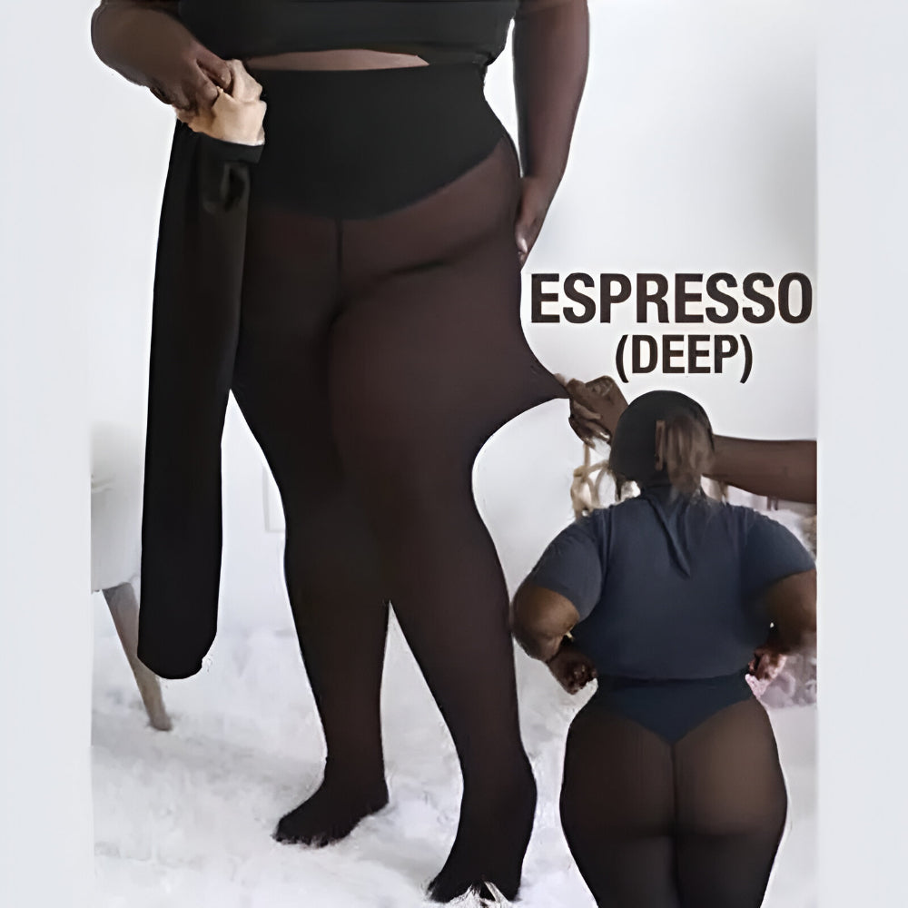 Leggings térmicas forradas para inverno com aspeto transparente para uso no inverno