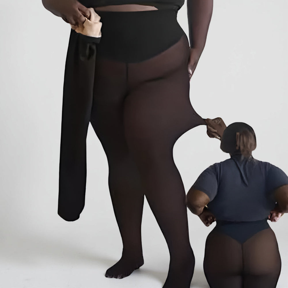 Winter Lined Thermal Leggings With Sheer Look For Winter Wear