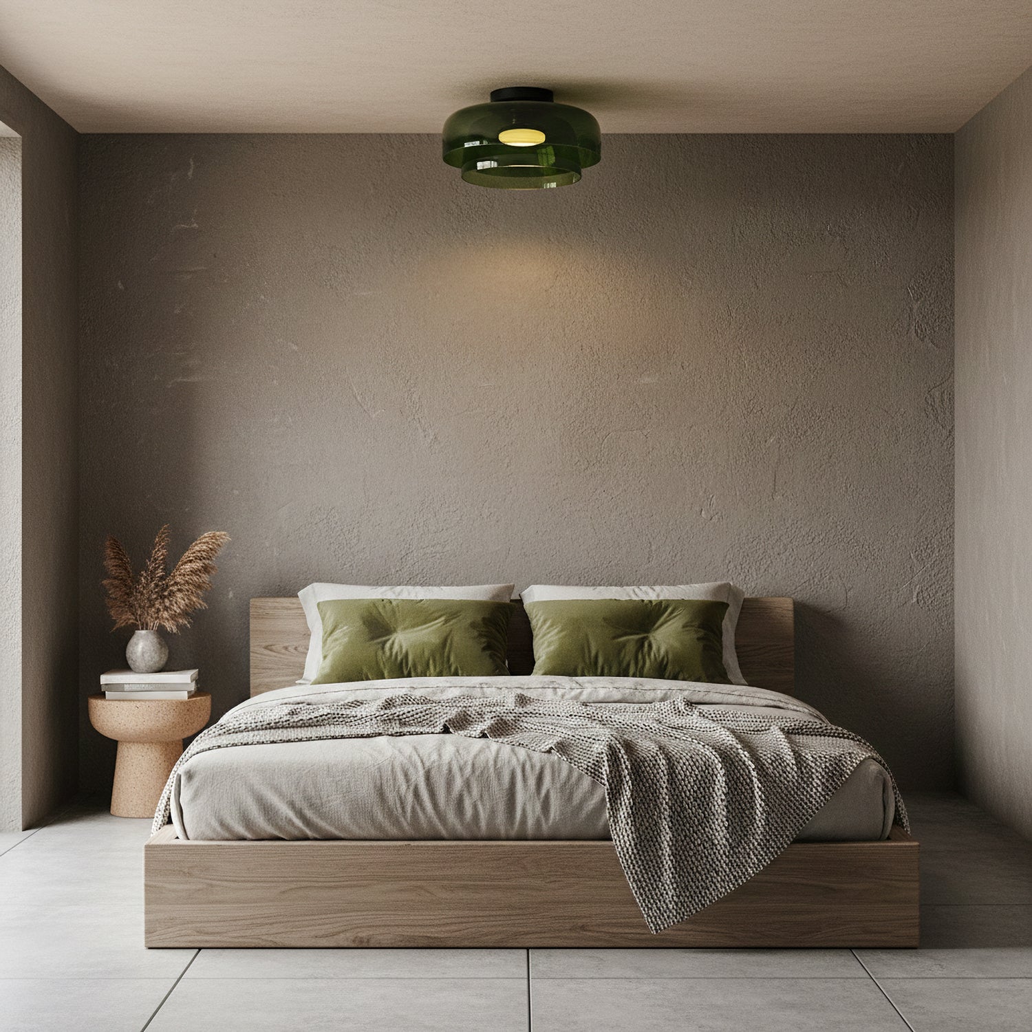 Gelaagde glazen plafondlamp met metalen frame in zwart, groen, smoke grijs, oranje LED 32-42 cm