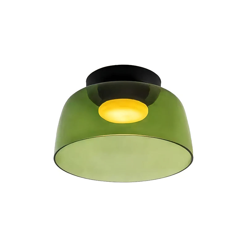 Gelaagde glazen plafondlamp met metalen frame in zwart, groen, smoke grijs, oranje LED 32-42 cm