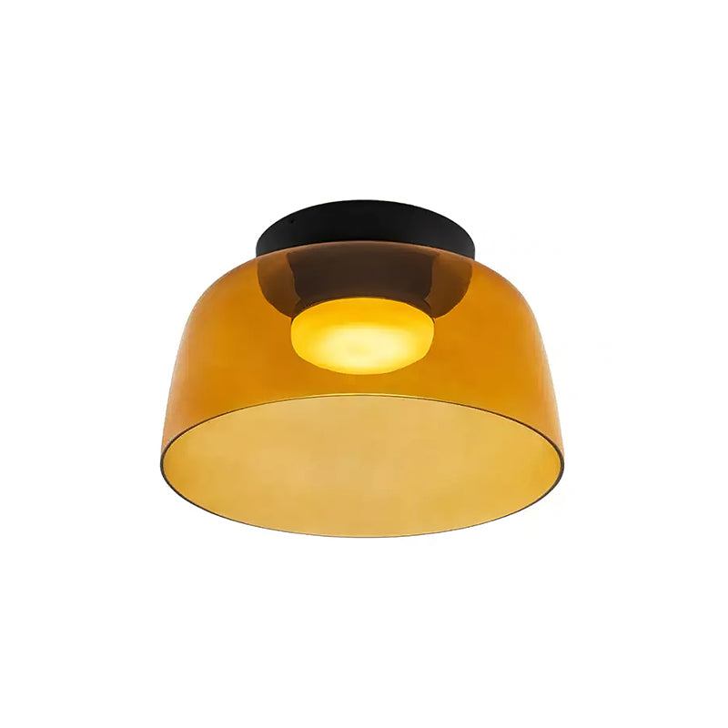 Gelaagde glazen plafondlamp met metalen frame in zwart, groen, smoke grijs, oranje LED 32-42 cm
