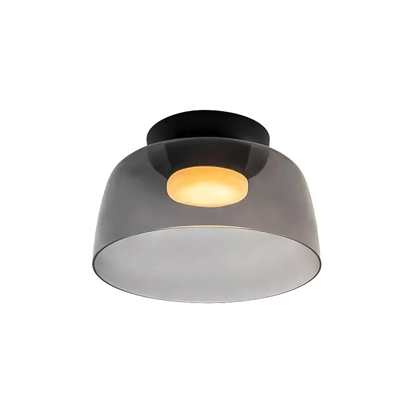 Gelaagde glazen plafondlamp met metalen frame in zwart, groen, smoke grijs, oranje LED 32-42 cm