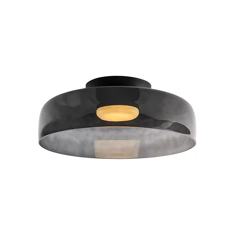 Gelaagde glazen plafondlamp met metalen frame in zwart, groen, smoke grijs, oranje LED 32-42 cm
