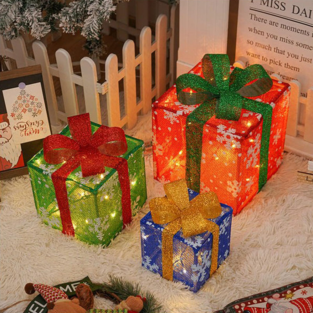LED Weihnachtsgeschenkbox-Lichter-Set für die Außenhofdekoration