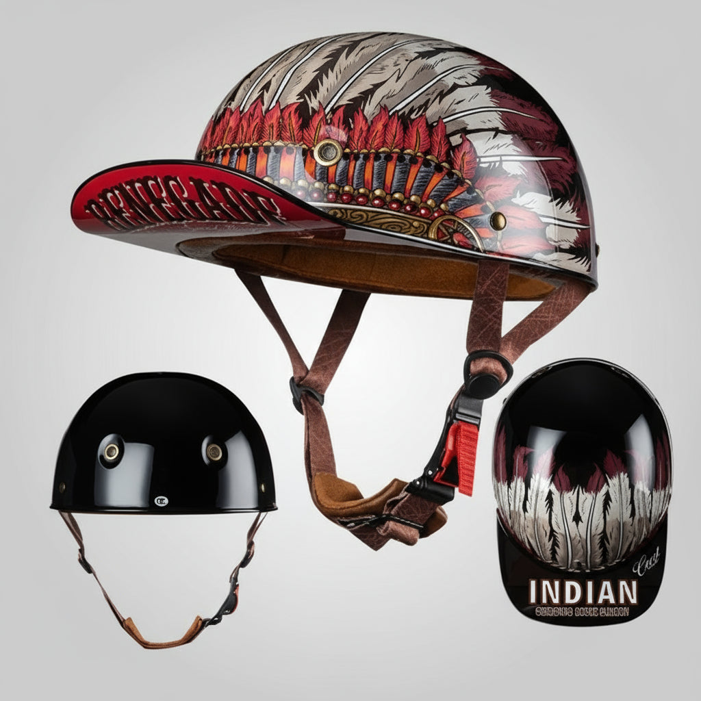 Half Face Motorcycle Helmet With Baseball Cap Look