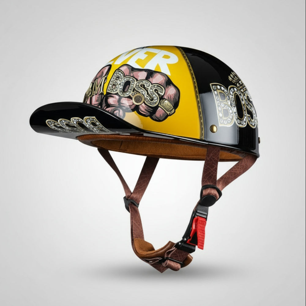 Half Face Motorcycle Helmet With Baseball Cap Look