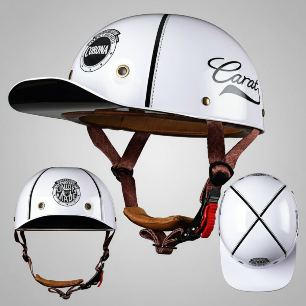 Half Face Motorcycle Helmet With Baseball Cap Look