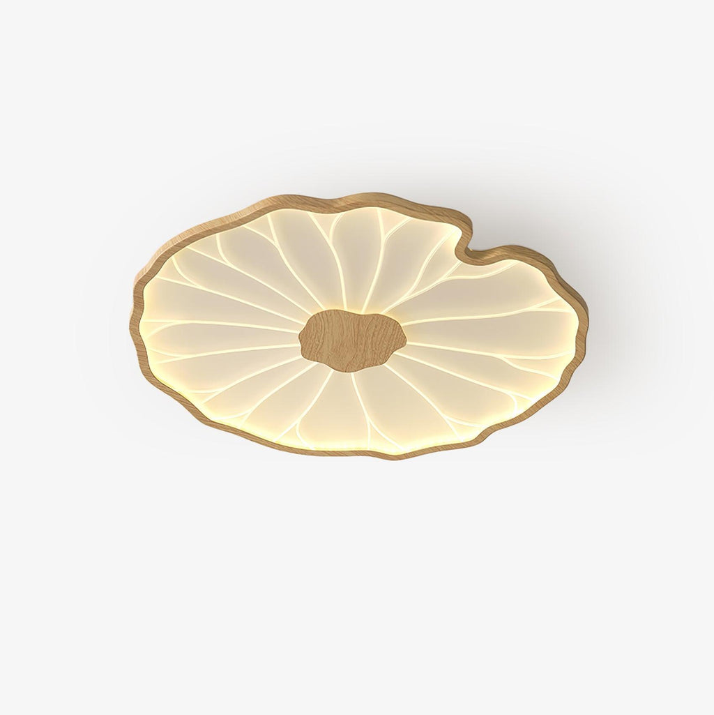 Plafonnier Feuille de Lotus Aspect Bois, Acrylique et Métal, LED 3000K-6000K