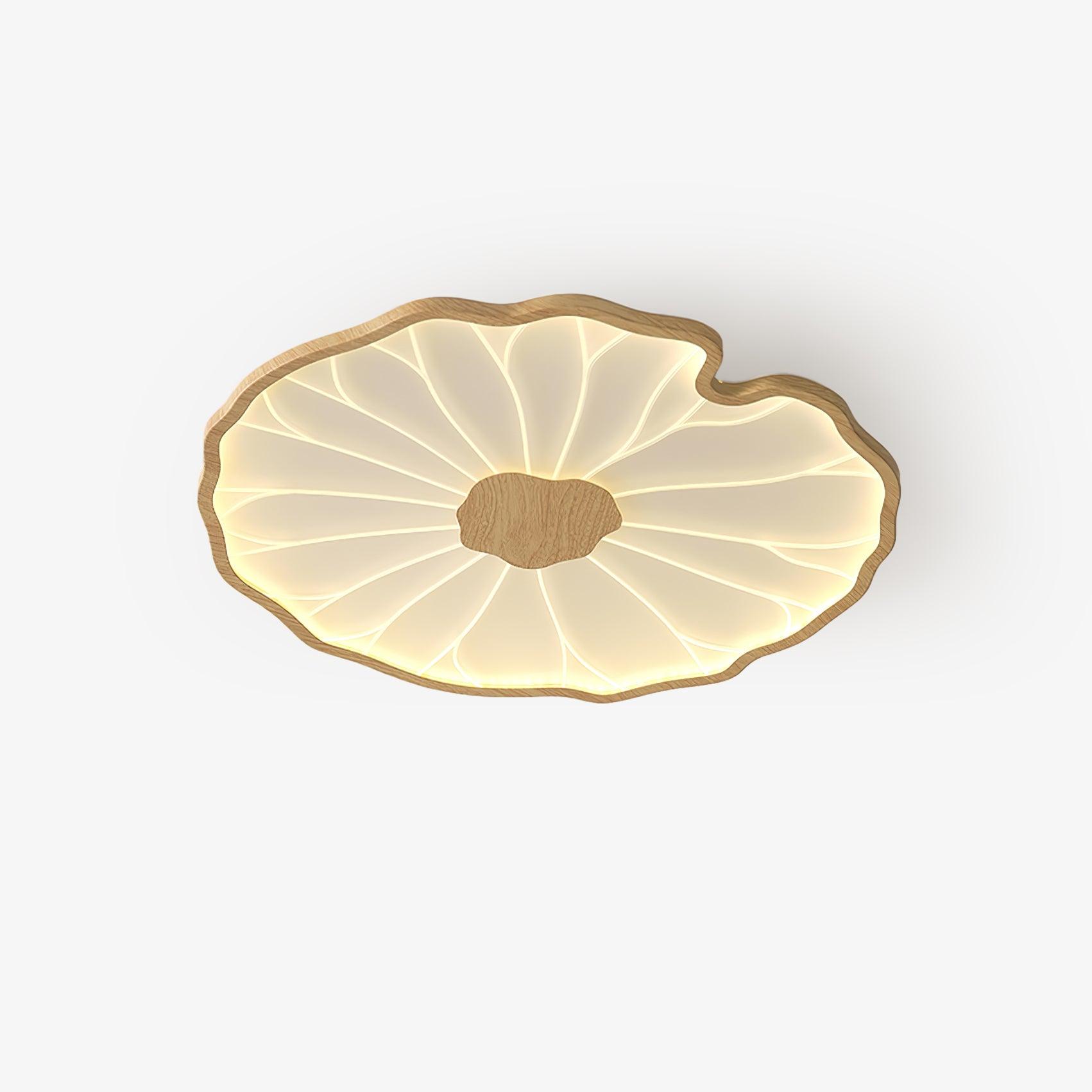 Plafonnier Feuille de Lotus Aspect Bois, Acrylique et Métal, LED 3000K-6000K