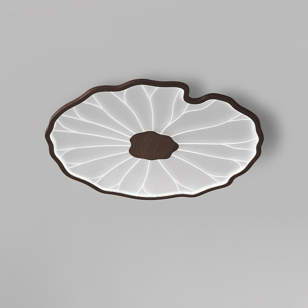 Plafonnier Feuille de Lotus Aspect Bois, Acrylique et Métal, LED 3000K-6000K