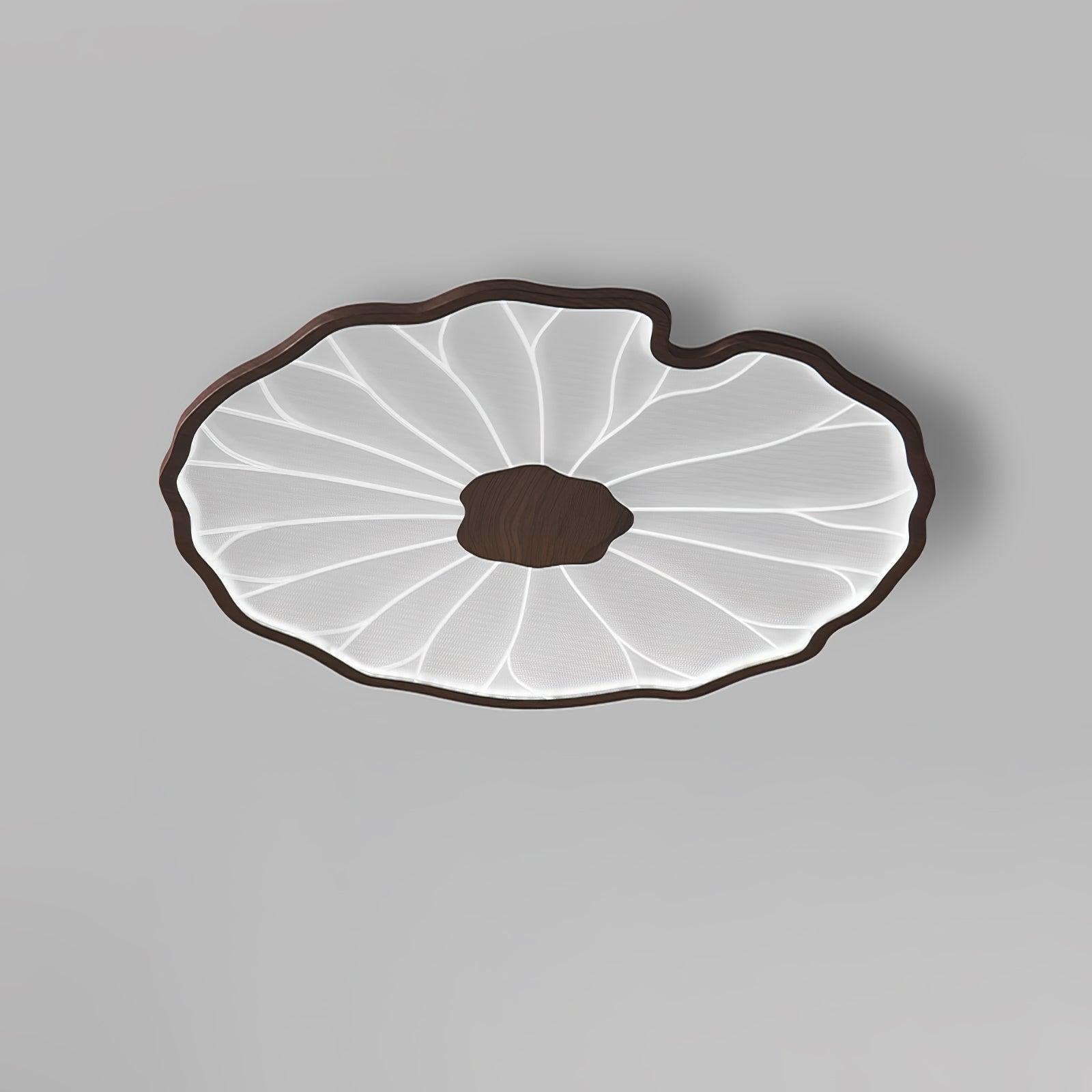 Plafonnier Feuille de Lotus Aspect Bois, Acrylique et Métal, LED 3000K-6000K