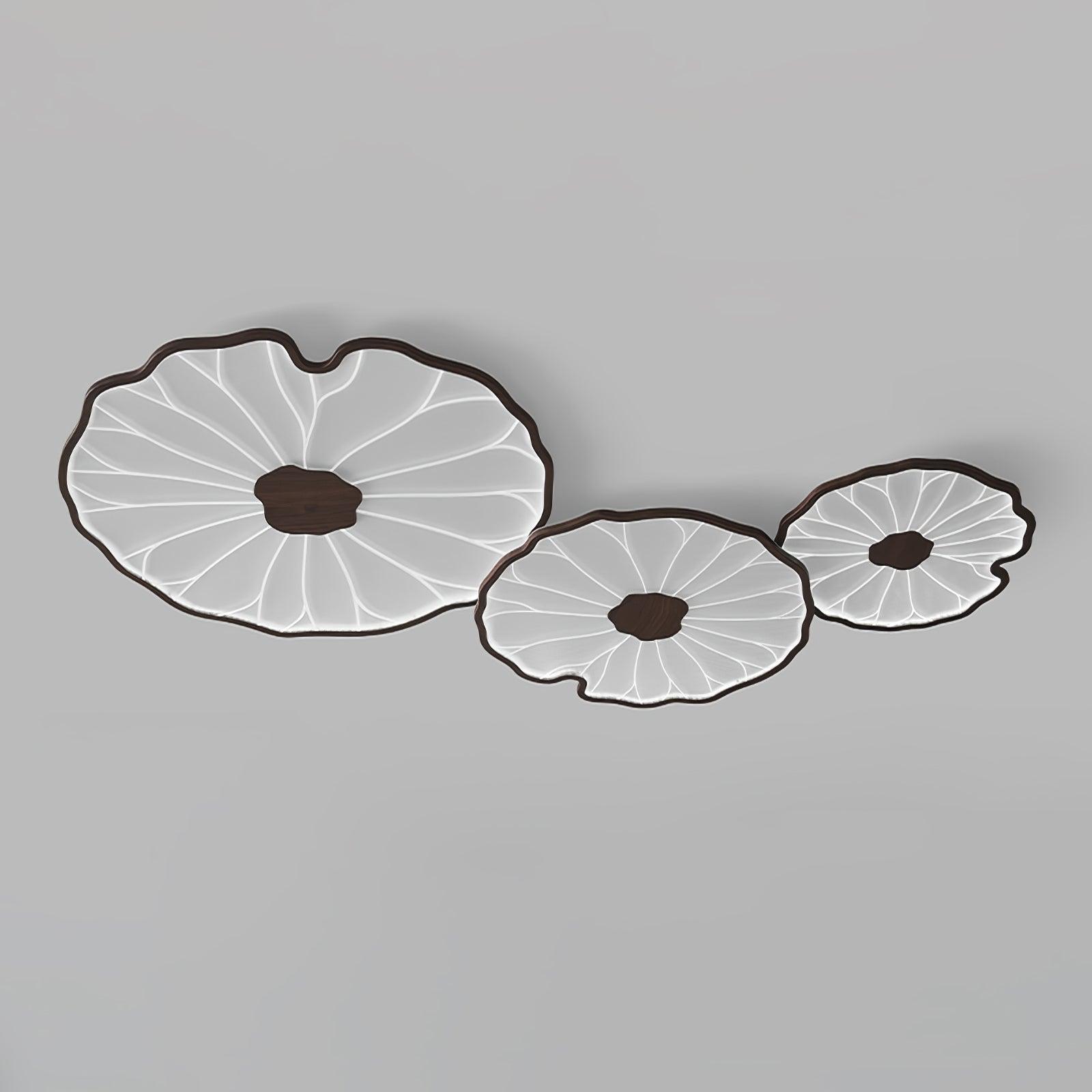 Plafonnier Feuille de Lotus Aspect Bois, Acrylique et Métal, LED 3000K-6000K
