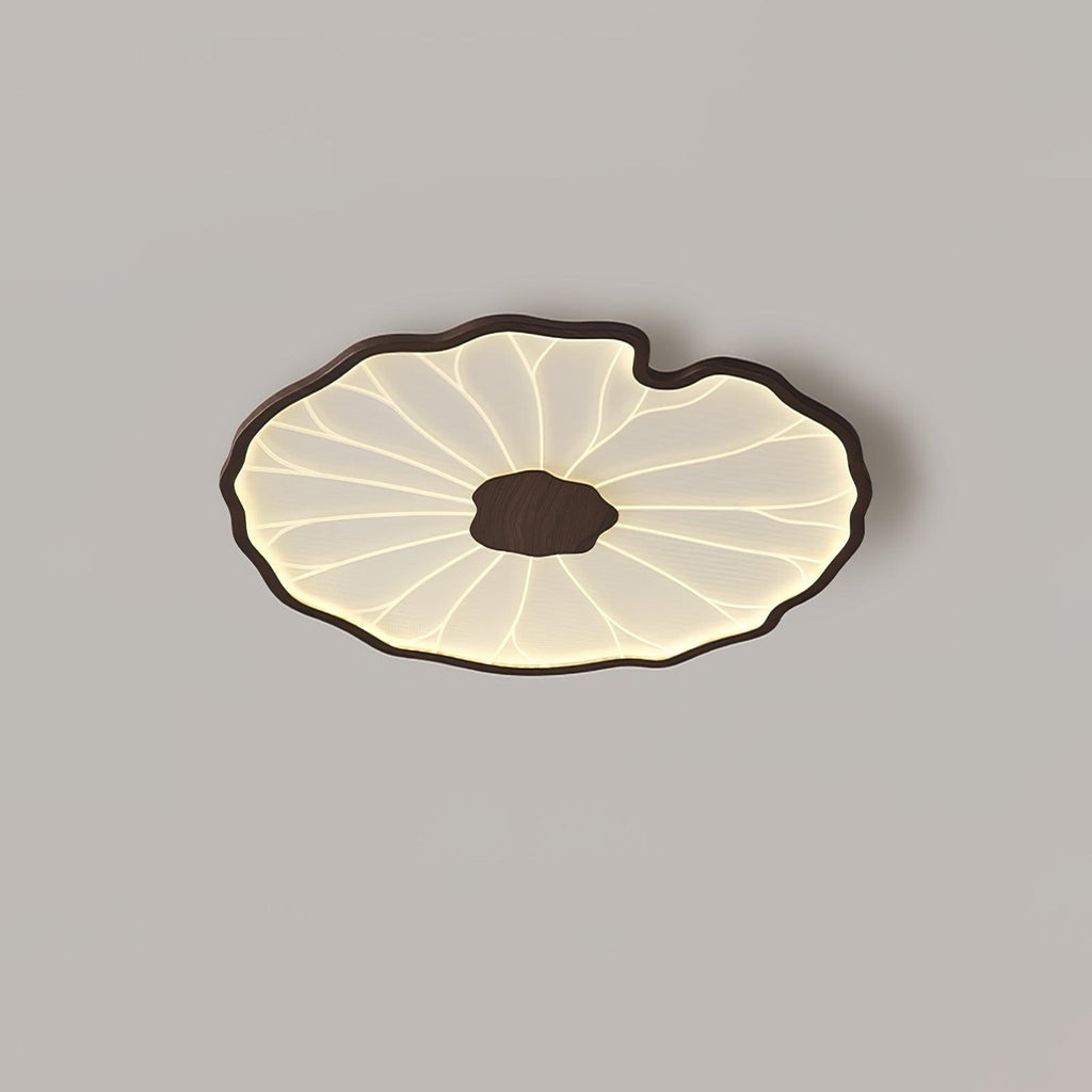 Plafonnier Feuille de Lotus Aspect Bois, Acrylique et Métal, LED 3000K-6000K