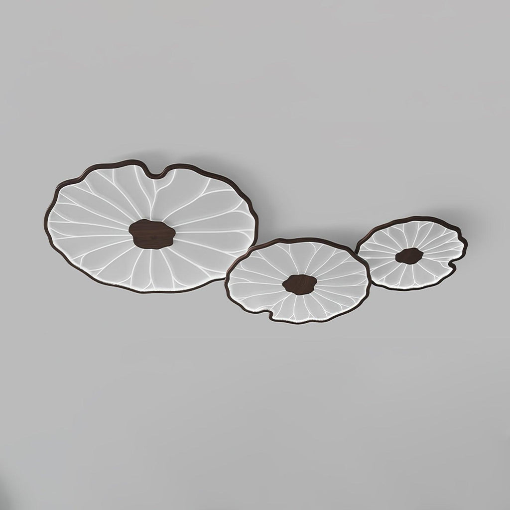 Plafonnier Feuille de Lotus Aspect Bois, Acrylique et Métal, LED 3000K-6000K