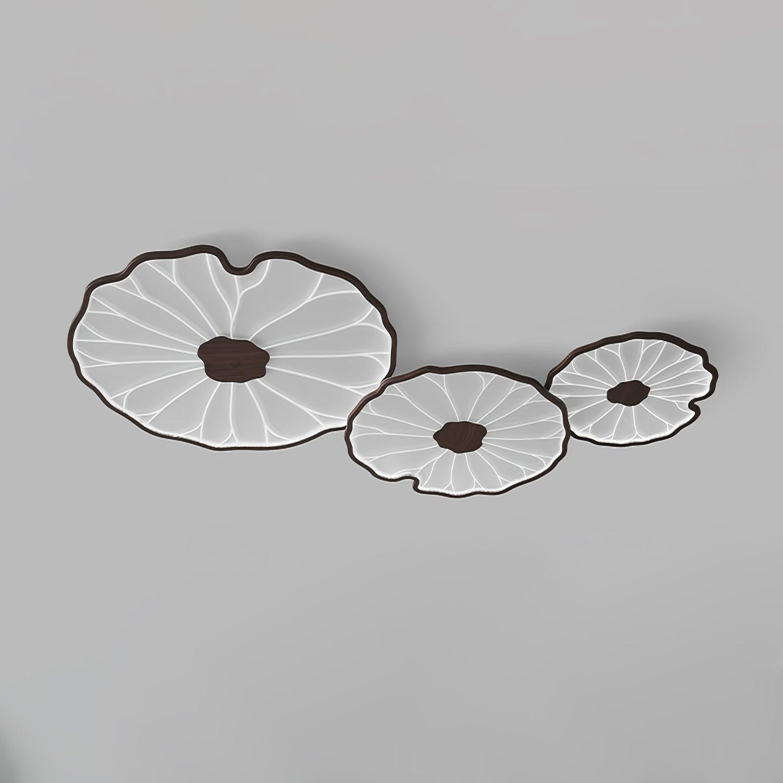 Plafonnier Feuille de Lotus Aspect Bois, Acrylique et Métal, LED 3000K-6000K