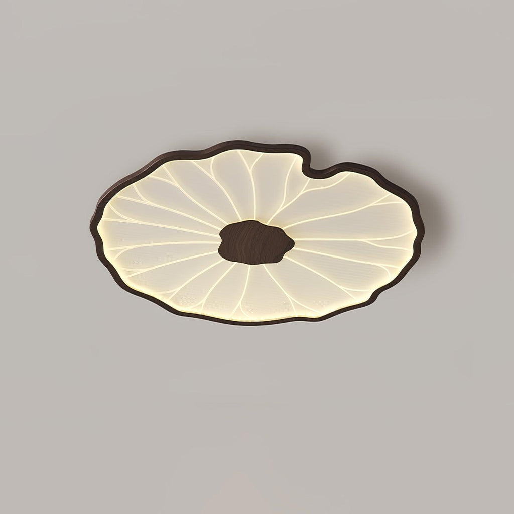 Plafonnier Feuille de Lotus Aspect Bois, Acrylique et Métal, LED 3000K-6000K