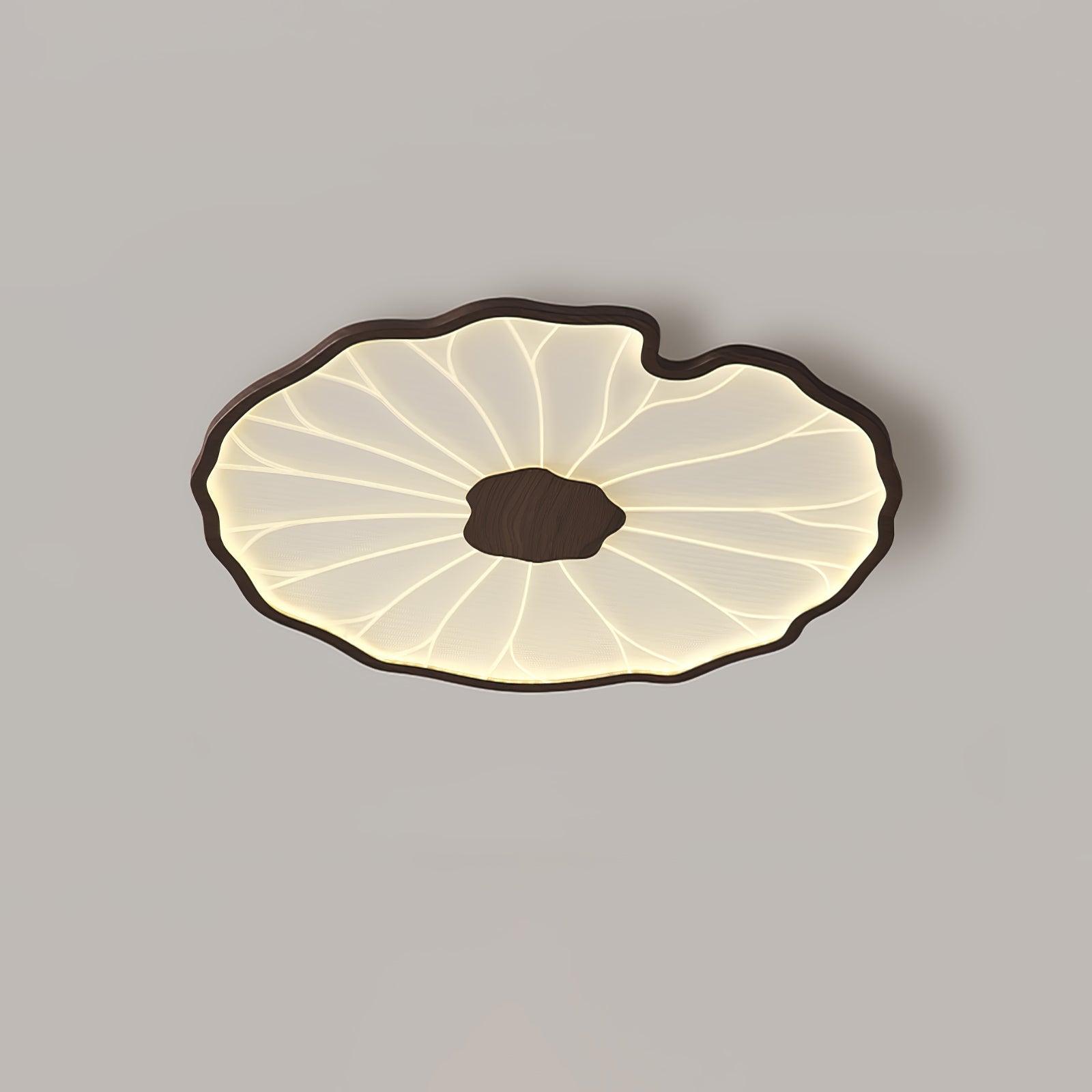 Plafonnier Feuille de Lotus Aspect Bois, Acrylique et Métal, LED 3000K-6000K
