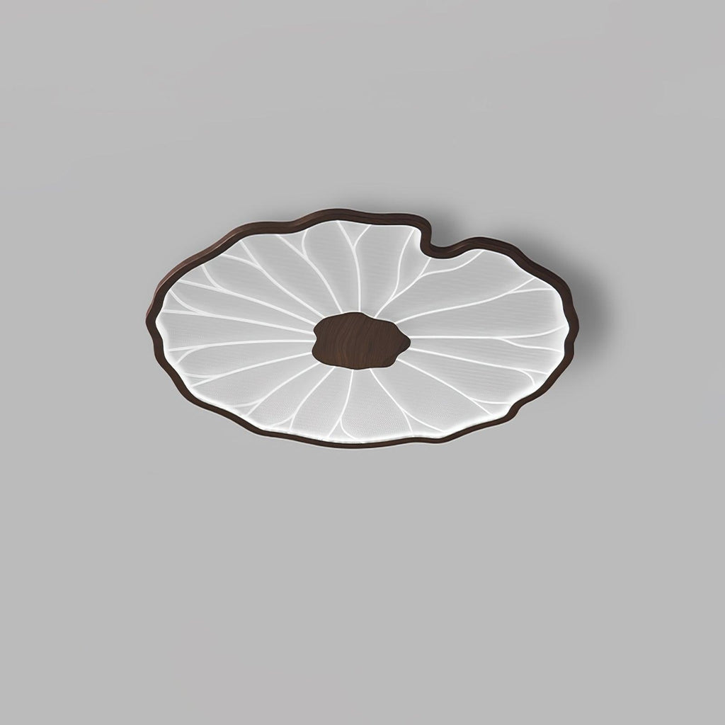 Plafonnier Feuille de Lotus Aspect Bois, Acrylique et Métal, LED 3000K-6000K
