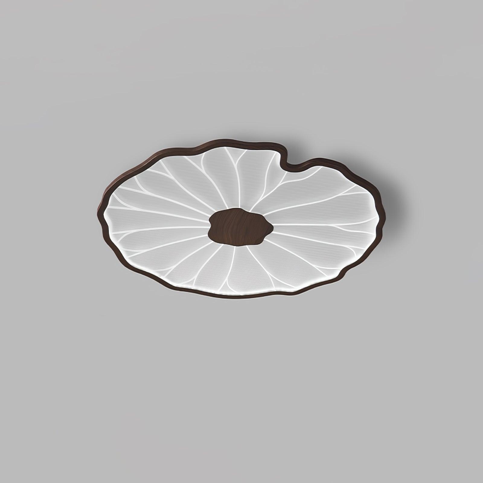 Plafonnier Feuille de Lotus Aspect Bois, Acrylique et Métal, LED 3000K-6000K