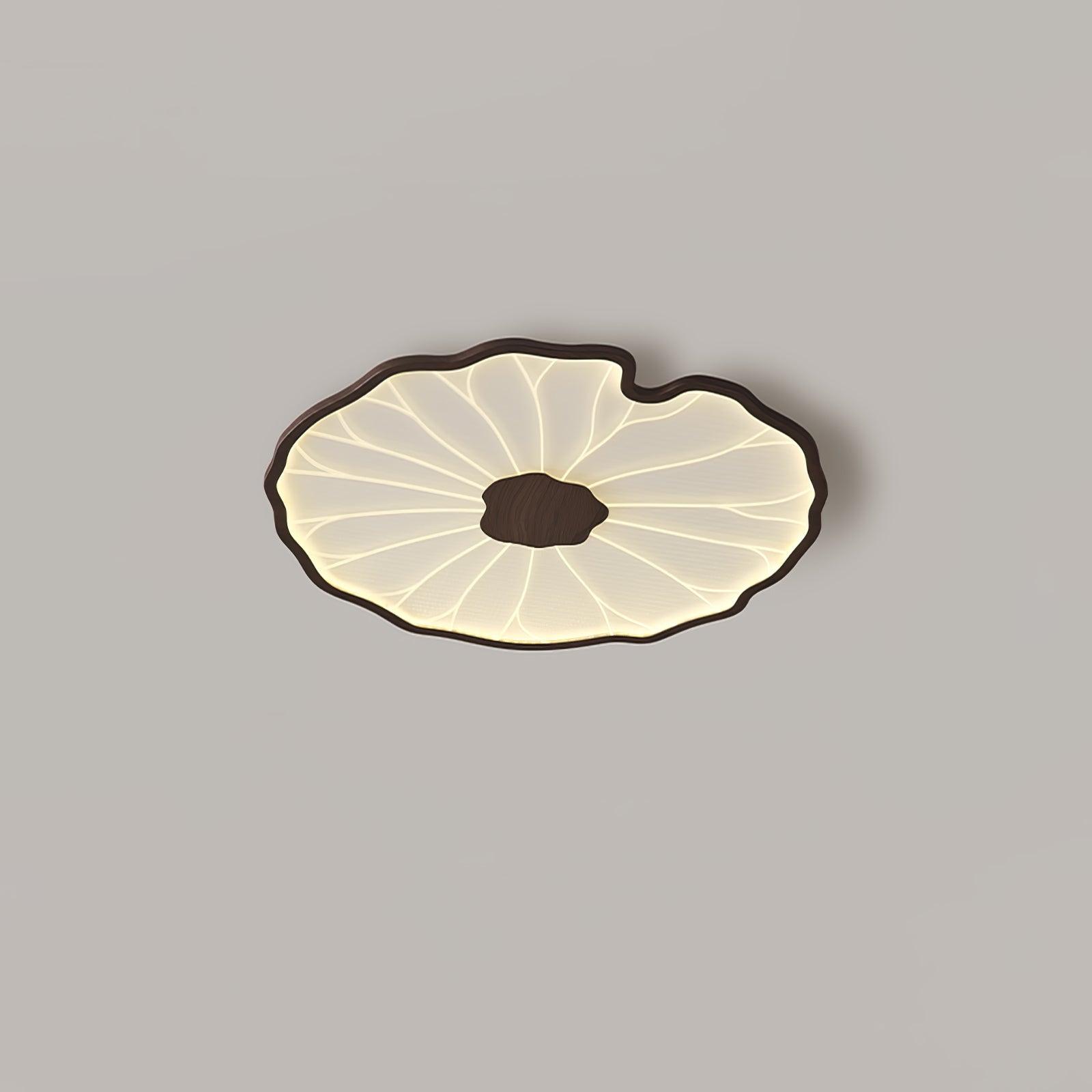 Plafonnier Feuille de Lotus Aspect Bois, Acrylique et Métal, LED 3000K-6000K
