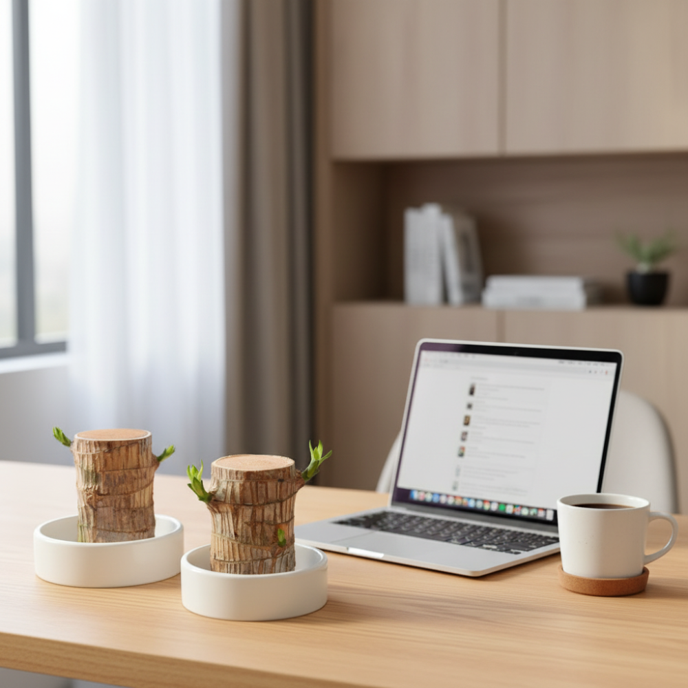 Pianta di Bambù della Fortuna in Vaso Decorativo per la Purificazione dell'Aria