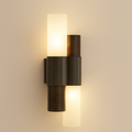 Aurelian Modern Steel Glass Wall Sconce Light With Leather Accent