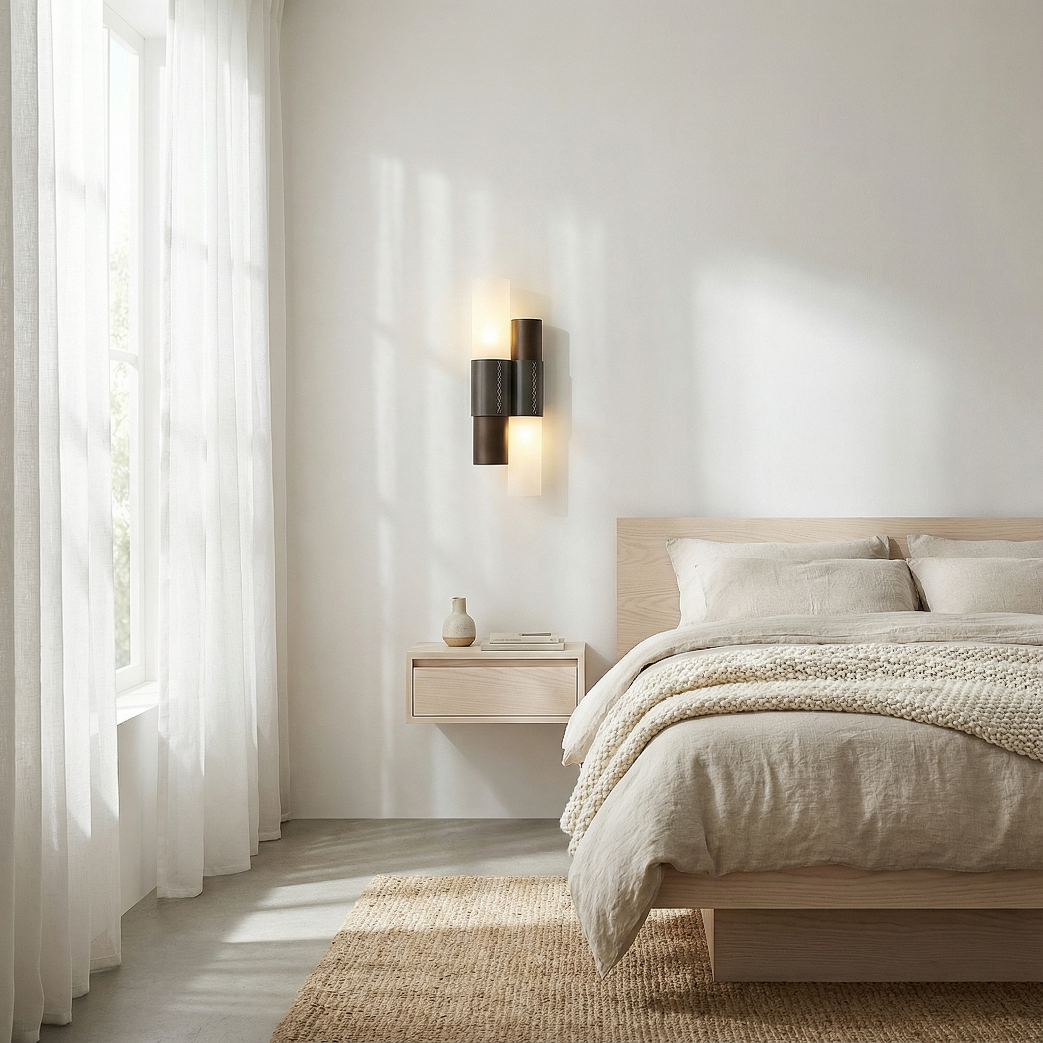 Aurelian Modern Steel Glass Wall Sconce Light With Leather Accent