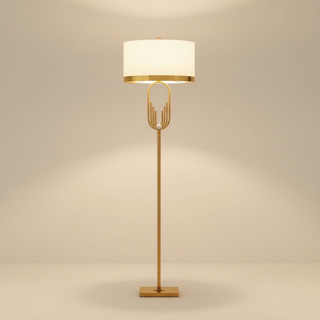 NovaLux Elegant Modern Floor Lamp With Sculpted Metallic Detailing