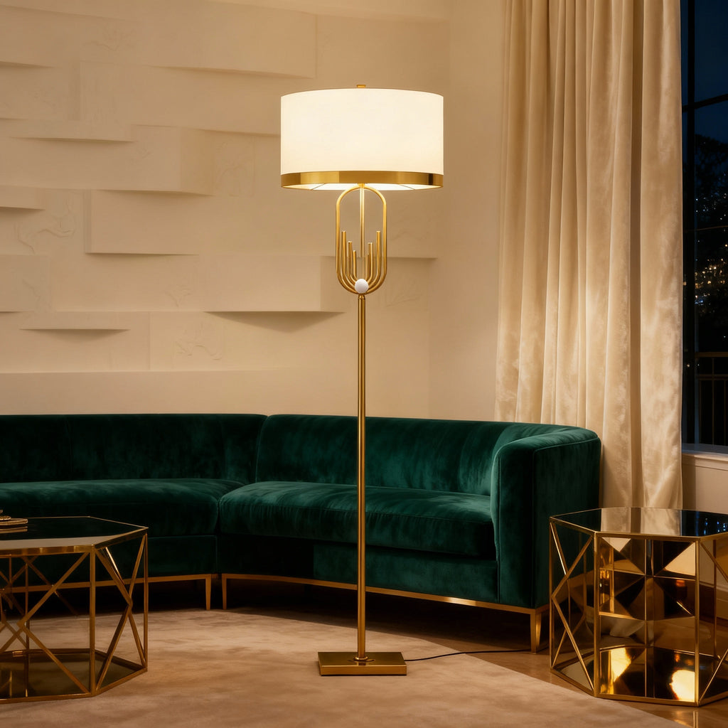 NovaLux Elegant Modern Floor Lamp With Sculpted Metallic Detailing