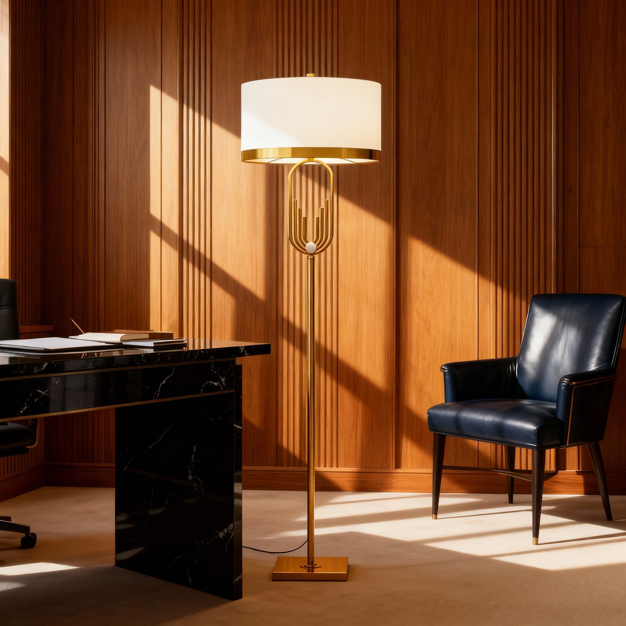 NovaLux Elegancka Nowoczesna Lampa Podłogowa z Rzeźbionymi Metalicznymi Detalami